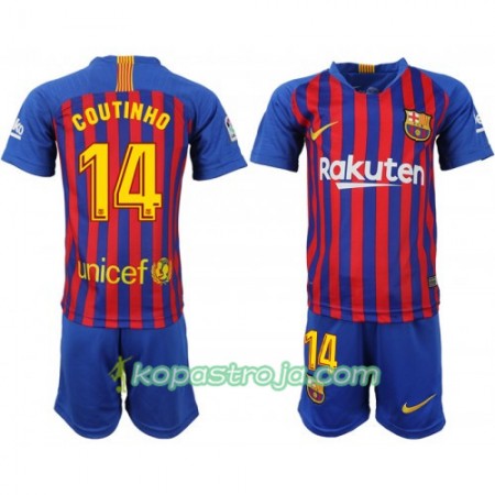 Billiga Fotbollströjor FC Barcelona Coutinho 14 Barn Hemma tröja 2018/19 Kortärmad